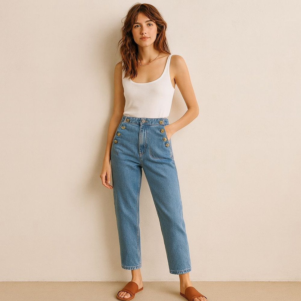Talbots Straight Leg Sailor Jeans Blue Denim Size 10